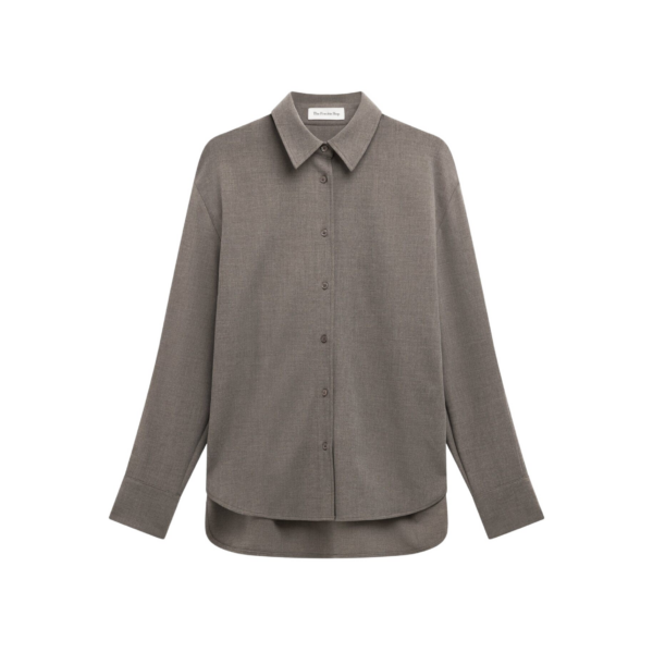 The Frankie Shop Peri Double Weave Shirt – Taupe Melange