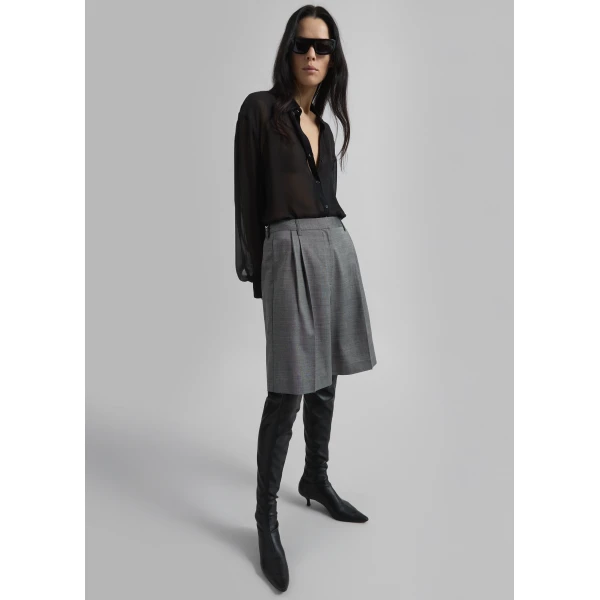 The Frankie Shop Peri Georgette Shirt - Black - Oversized Minimalist Tops in Black - Shop at Luxury Shoes 