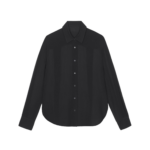 The Frankie Shop Peri Georgette Shirt - Black - Oversized Minimalist Tops in Black - Shop at Luxury Shoes 