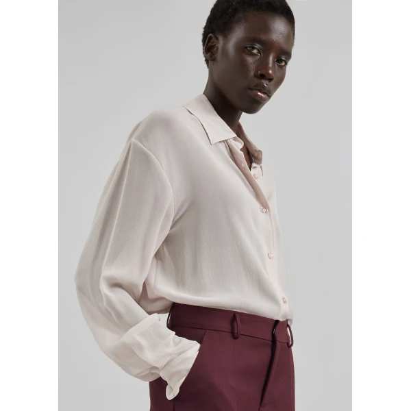 The Frankie Shop Peri Georgette Shirt - Faded Pink - Oversized Minimalist Tops in Pink - Shop at Luxury Shoes 