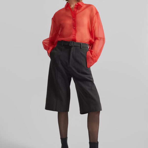 The Frankie Shop Peri Sheer Shirt – Red, view 3