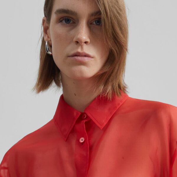 The Frankie Shop Peri Sheer Shirt – Red, view 5