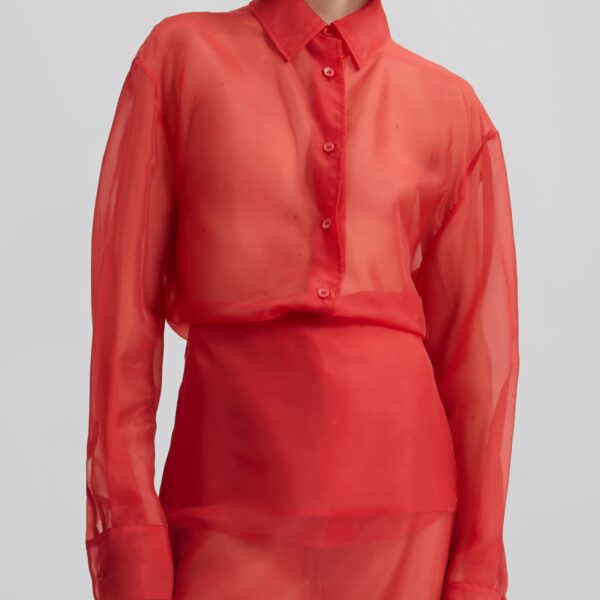 The Frankie Shop Peri Sheer Shirt – Red, view 7