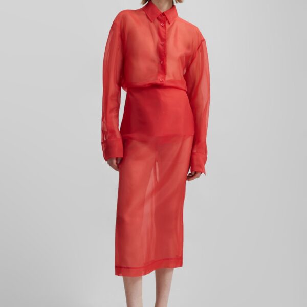 The Frankie Shop Peri Sheer Shirt – Red, view 8