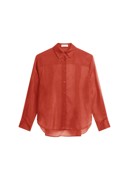 The Frankie Shop Peri Sheer Shirt - Red - Oversized Minimalist Tops in Red - Shop at Luxury Shoes 