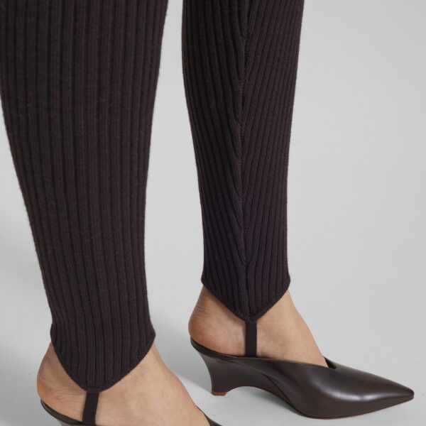 The Frankie Shop Piuma Knit Stirrup Leggings – Brown, view 3