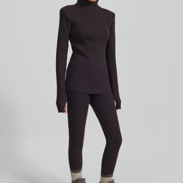 The Frankie Shop Piuma Knit Stirrup Leggings – Brown, view 8