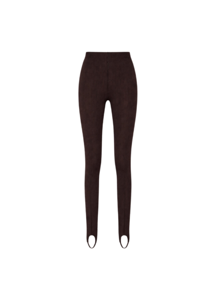The Frankie Shop Piuma Knit Stirrup Leggings - Brown - Oversized Minimalist Pants in Brown - Shop at Luxury Shoes 