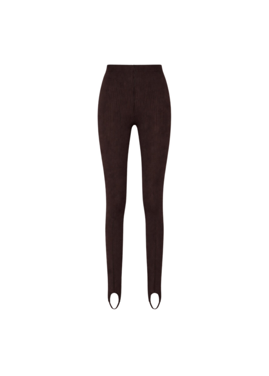 The Frankie Shop Piuma Knit Stirrup Leggings - Brown - Oversized Minimalist Pants in Brown - Shop at Luxury Shoes 