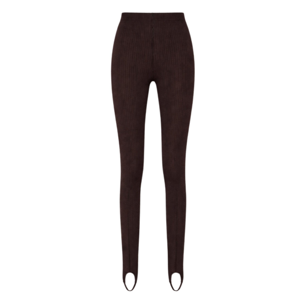 The Frankie Shop Piuma Knit Stirrup Leggings - Brown - Oversized Minimalist Pants in Brown - Shop at Luxury Shoes 