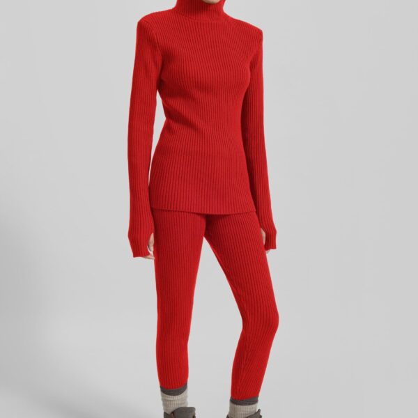 The Frankie Shop Piuma Knit Stirrup Leggings – Red, view 5