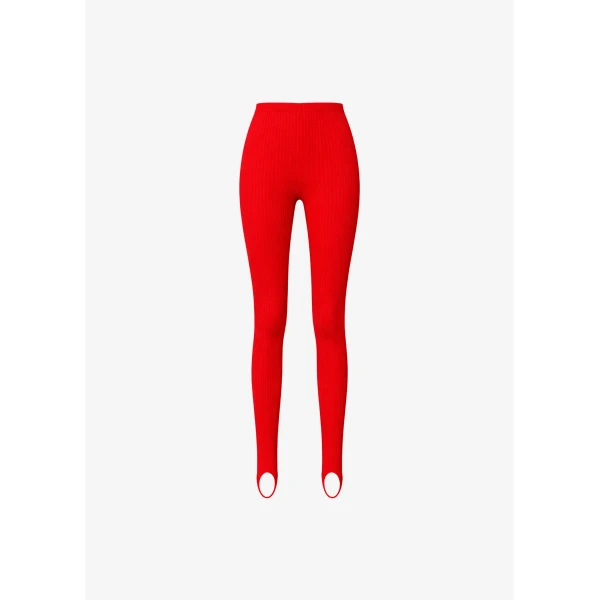 The Frankie Shop Piuma Knit Stirrup Leggings - Red - Oversized Minimalist Pants in Red - Shop at Luxury Shoes 
