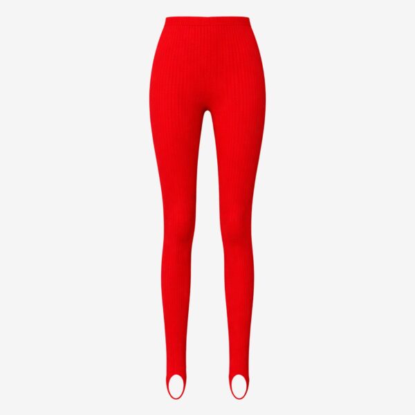 The Frankie Shop Piuma Knit Stirrup Leggings – Red, view 8