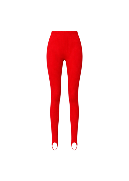 The Frankie Shop Piuma Knit Stirrup Leggings - Red - Oversized Minimalist Pants in Red - Shop at Luxury Shoes 
