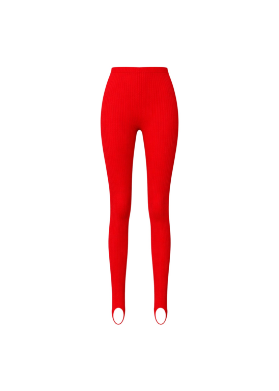 The Frankie Shop Piuma Knit Stirrup Leggings - Red - Oversized Minimalist Pants in Red - Shop at Luxury Shoes 