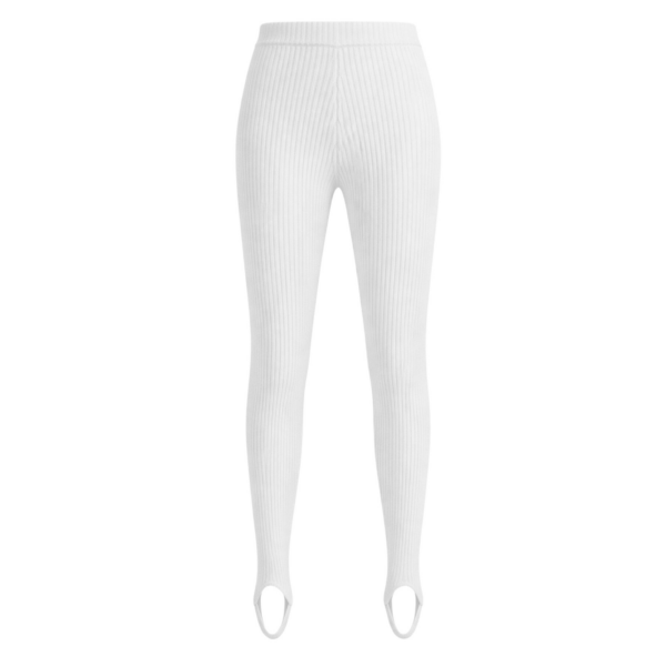 The Frankie Shop Piuma Knit Stirrup Leggings - White - Oversized Minimalist Pants in White - Shop at Luxury Shoes 