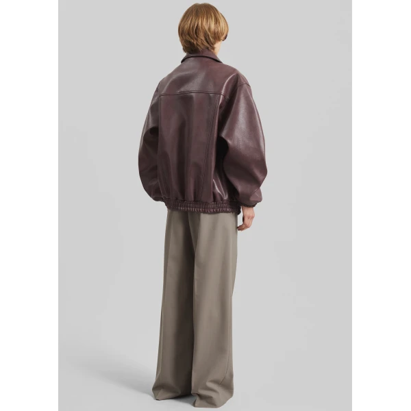 The Frankie Shop Prescott Faux Leather Jacket - Burgundy - Oversized Minimalist Jackets in Red - Shop at Luxury Shoes 