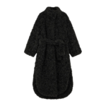 The Frankie Shop Ravello Faux Shearling Robe Coat - Black - Oversized Minimalist Coats in Black - Shop at Luxury Shoes 