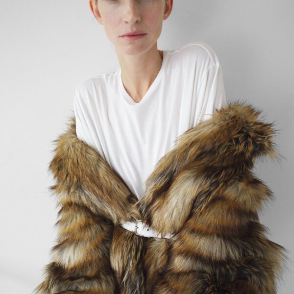 The Frankie Shop Rella Faux Fur Coat – Camel, view 3