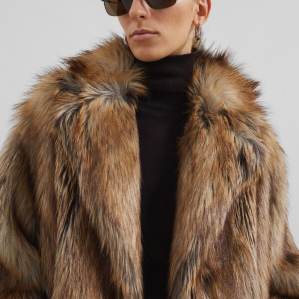 The Frankie Shop Rella Faux Fur Coat – Camel, view 6