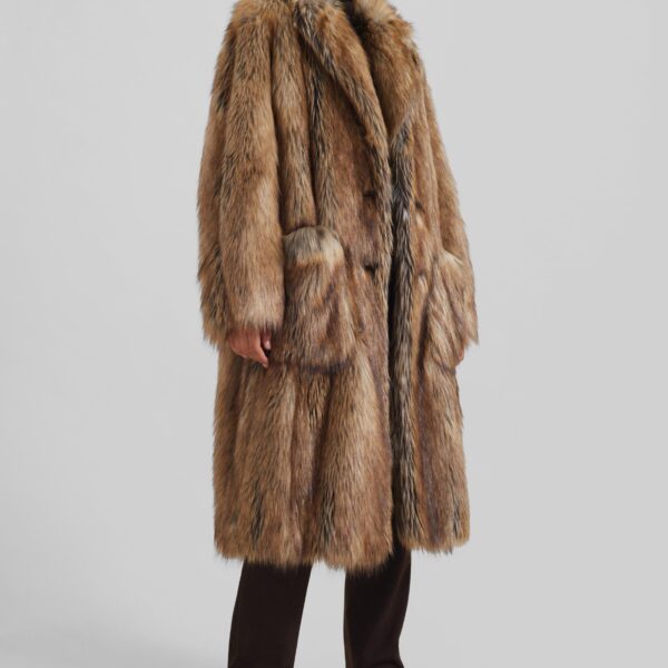 The Frankie Shop Rella Faux Fur Coat – Camel, view 9