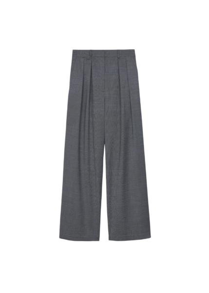 The Frankie Shop Ripley Pleated Trousers - Grey Melange - Oversized Minimalist Pants in Grey - Shop at Luxury Shoes 