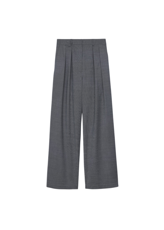 The Frankie Shop Ripley Pleated Trousers - Grey Melange - Oversized Minimalist Pants in Grey - Shop at Luxury Shoes 