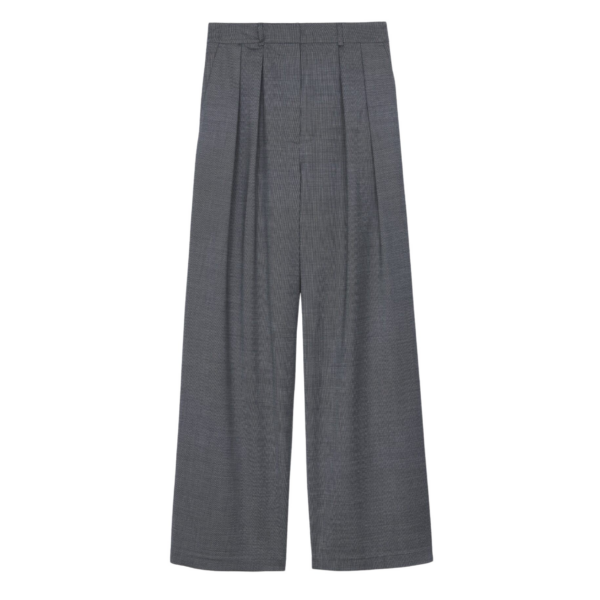 The Frankie Shop Ripley Pleated Trousers - Grey Melange - Oversized Minimalist Pants in Grey - Shop at Luxury Shoes 