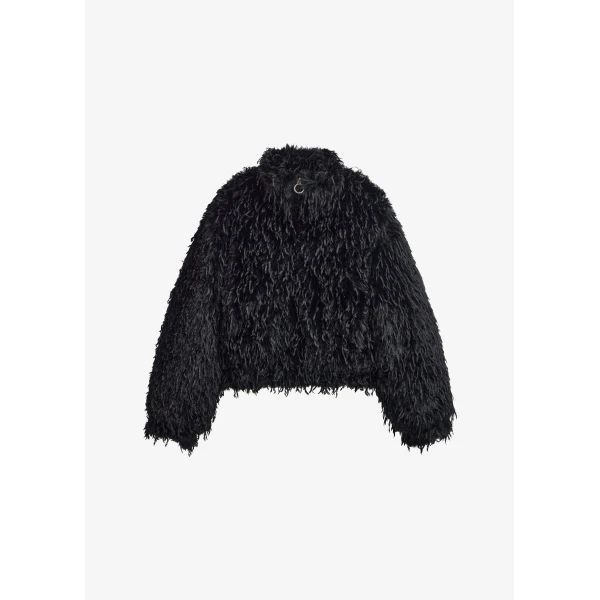 The Frankie Shop Rivee Faux Fur Pullover - Black - Oversized Minimalist Tops in Black - Shop at Luxury Shoes 