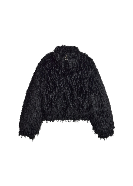 The Frankie Shop Rivee Faux Fur Pullover - Black - Oversized Minimalist Tops in Black - Shop at Luxury Shoes 