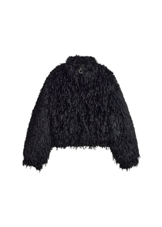 The Frankie Shop Rivee Faux Fur Pullover - Black - Oversized Minimalist Tops in Black - Shop at Luxury Shoes 