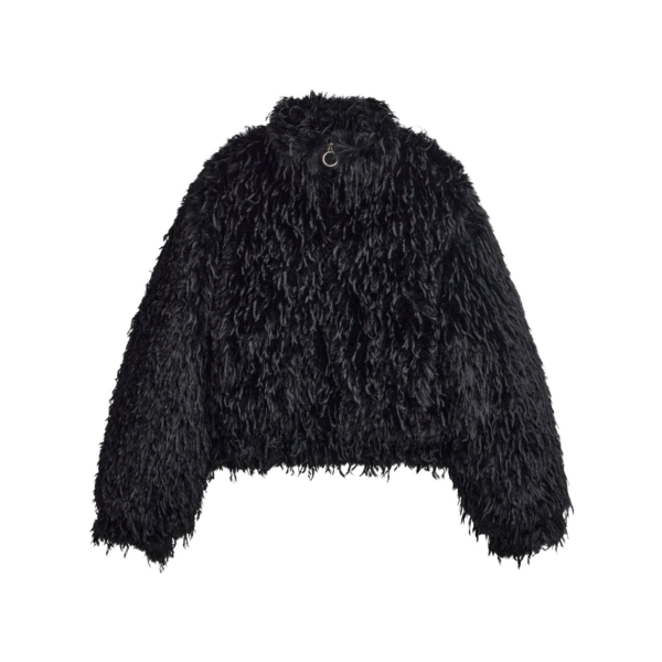The Frankie Shop Rivee Faux Fur Pullover – Black Top