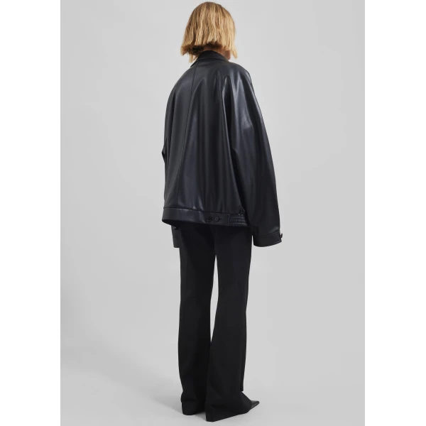 The Frankie Shop Roisin Faux Leather Jacket - Black - Oversized Minimalist Jackets in Black - Shop at Luxury Shoes 