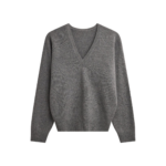 The Frankie Shop Ronse V-Neck Superfine Lambswool Sweater - Grey - Oversized Minimalist Knitwear in Grey - Shop at Luxury Shoes 