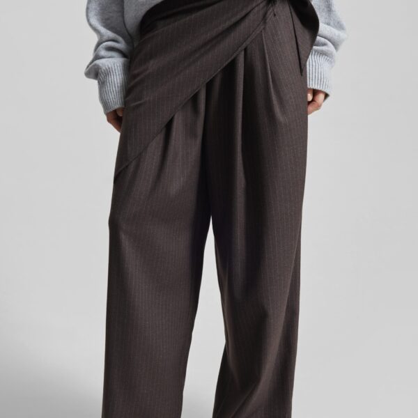 The Frankie Shop Rovigo Scarf Wrap Pants – Brown Stripe, view 2