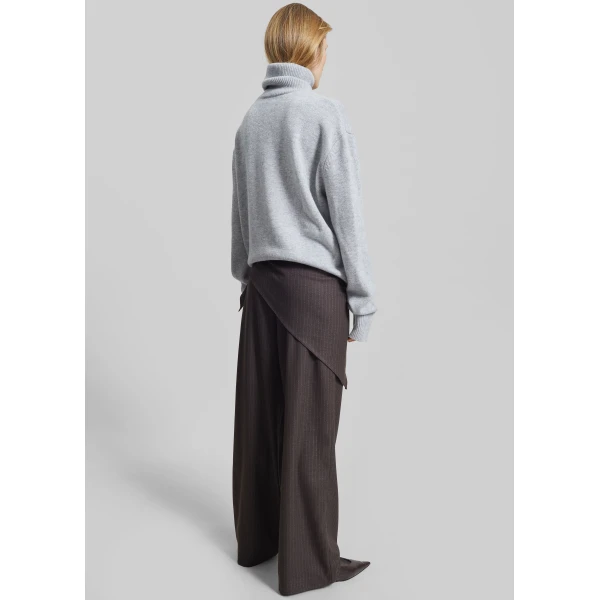The Frankie Shop Rovigo Scarf Wrap Pants - Brown Stripe - Oversized Minimalist Pants in Brown - Shop at Luxury Shoes 