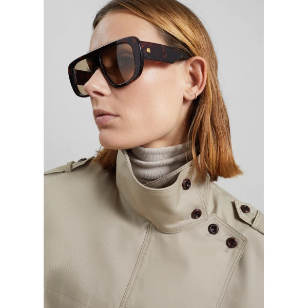 The Frankie Shop Schagen Short Trench - Beige - Oversized Minimalist Coats in Beige - Shop at Luxury Shoes 