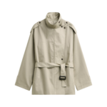 The Frankie Shop Schagen Short Trench - Beige - Oversized Minimalist Coats in Beige - Shop at Luxury Shoes 