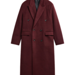 The Frankie Shop Skaila Double-Breasted Coat - Burgundy - Oversized Minimalist Coats in Red - Shop at Luxury Shoes 