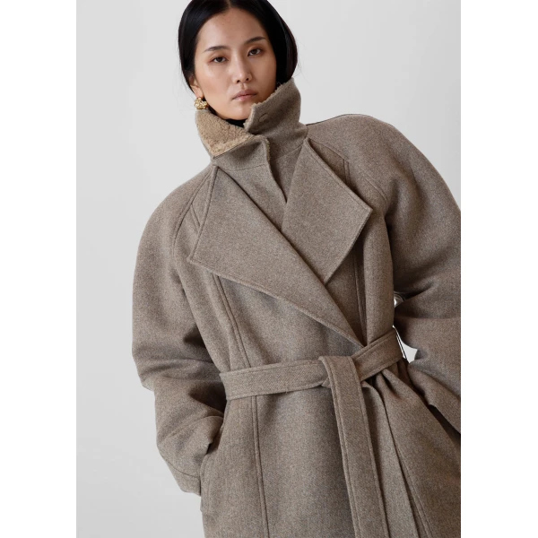 The Frankie Shop Skive Padded Short Coat - Beige Melange - Oversized Minimalist Coats in Beige - Shop at Luxury Shoes 