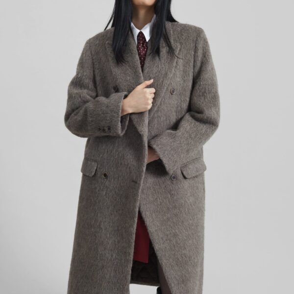 The Frankie Shop Sormark Brushed Wool Coat – Taupe, view 3