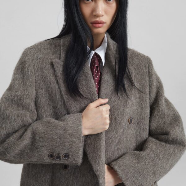 The Frankie Shop Sormark Brushed Wool Coat – Taupe, view 4