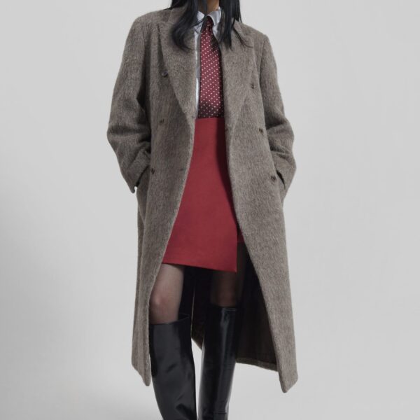 The Frankie Shop Sormark Brushed Wool Coat – Taupe, view 6