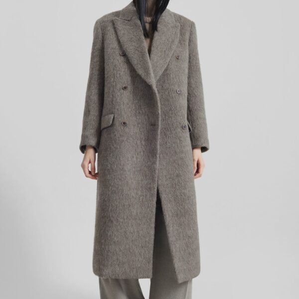 The Frankie Shop Sormark Brushed Wool Coat – Taupe, view 7