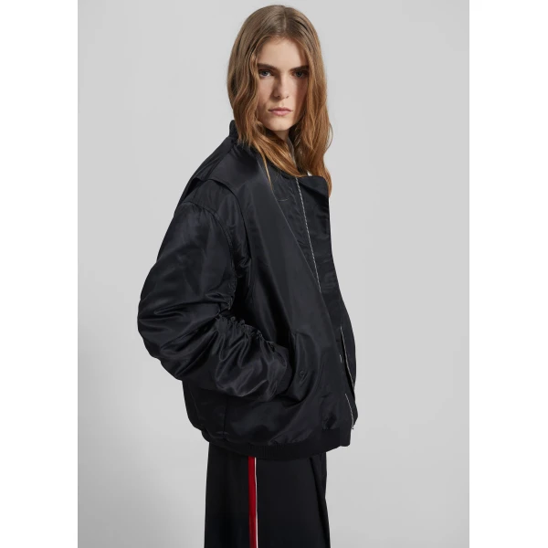 The Frankie Shop Stellan Faux Shearling Oversized Bomber Jacket - Black - Oversized Minimalist Jackets in Black - Shop at Luxury Shoes 