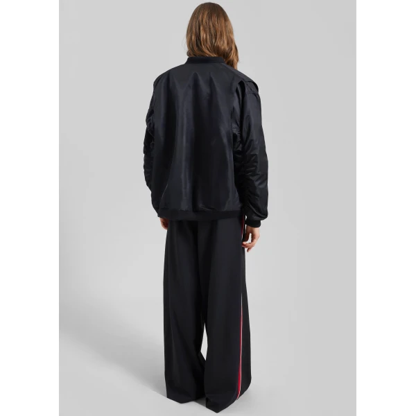 The Frankie Shop Stellan Faux Shearling Oversized Bomber Jacket - Black - Oversized Minimalist Jackets in Black - Shop at Luxury Shoes 