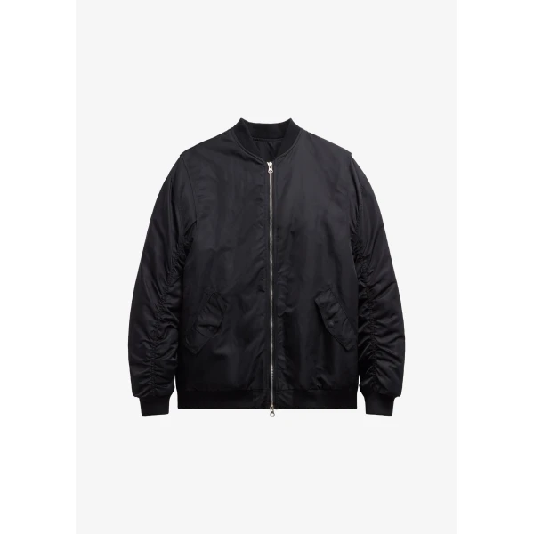 The Frankie Shop Stellan Faux Shearling Oversized Bomber Jacket - Black - Oversized Minimalist Jackets in Black - Shop at Luxury Shoes 