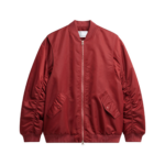 The Frankie Shop Stellan Faux Shearling Oversized Bomber Jacket - Red - Oversized Minimalist Jackets in Red - Shop at Luxury Shoes 