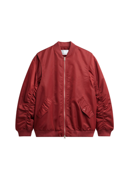 The Frankie Shop Stellan Faux Shearling Oversized Bomber Jacket - Red - Oversized Minimalist Jackets in Red - Shop at Luxury Shoes 