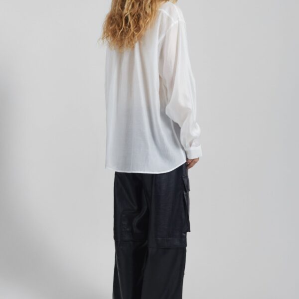 The Frankie Shop Tarra Tie-Front Sheer Shirt – White, view 7